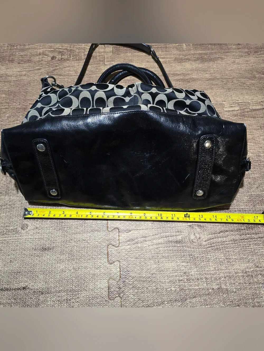 Coach Signature bag Monogram Black Leather Canvas Ashley F15440 Large Satchel